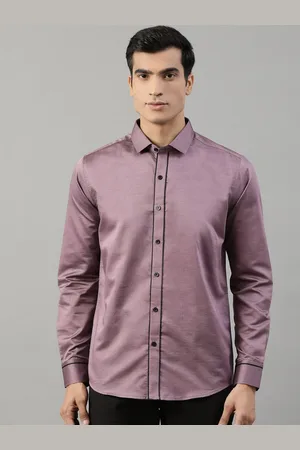 HARSAM Men Mauve Regular Fit Solid Casual Shirt