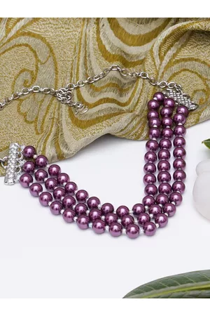 karatcart Purple Beaded Choker Necklace