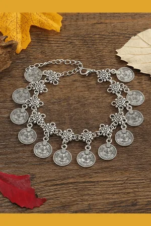 EL REGALO Set Of 2 Silver-Toned Alloy Anklets