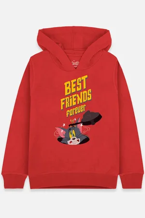 Kidsville Tom & Jerry Girls Red Printed Hooded Sweatshirt