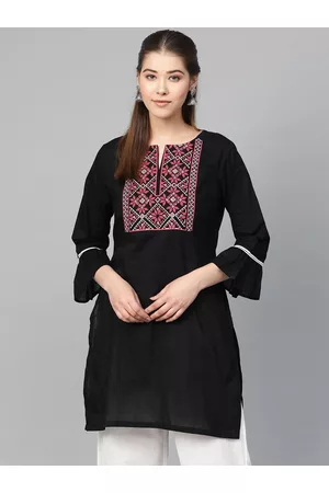 Bhama Couture Women Black & Pink Solid Tunic