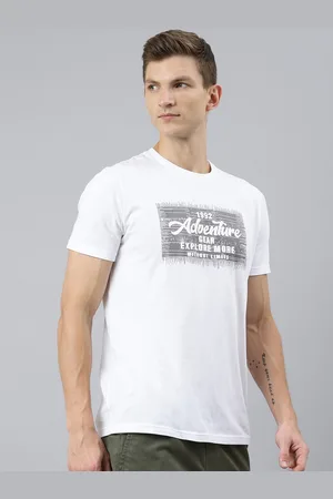 Woodland Men White Typography Printed T-shirt
