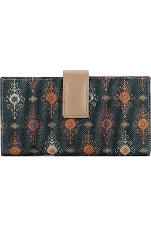 THE CLOWNFISH Orlanda Green & Beige Ethnic Motifs Printed Two Fold Wallet
