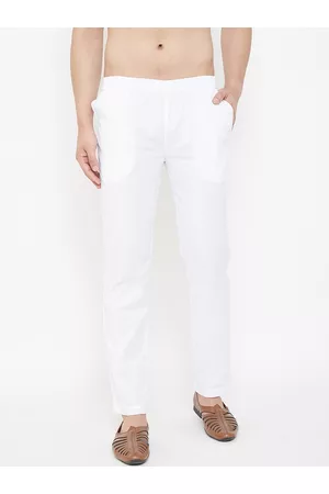 Hypernation Men White Solid Pyjamas