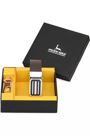 Pacific Men Brown Genuine Leather Accessory Gift Set