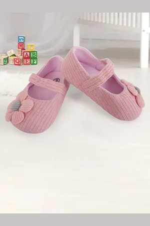 Baby Moo Infant Girls Peach Floral Applique Booties