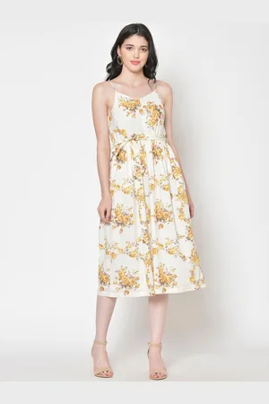 Cation Women Off-White Printed Fit and Flare Dress