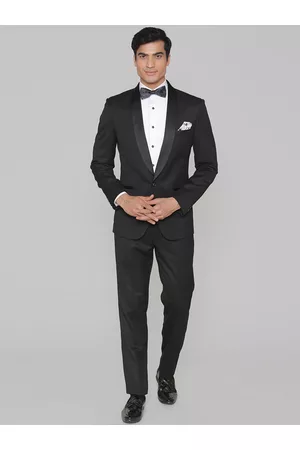 MANQ Men Black Solid Slim Fit Tuxedo Suit