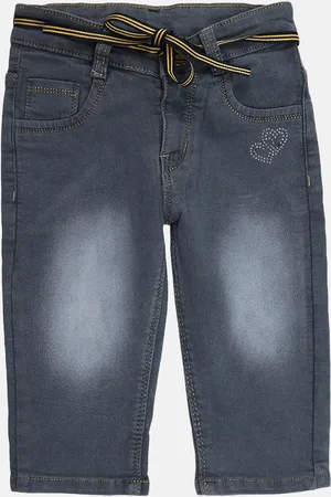 V-Mart Girls Grey Washed Denim Shorts
