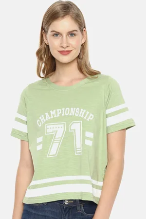Campus Green Regular Cotton Top