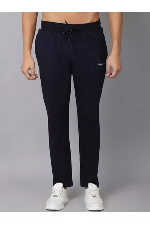 Rodamo Men Navy Blue Solid Slim Fit Track Pants