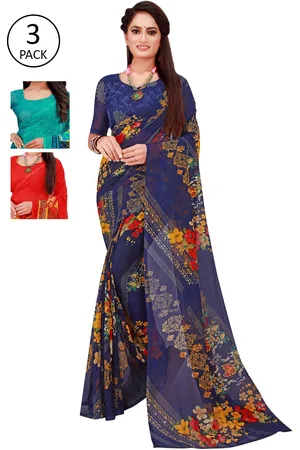 Saadhvi Multicoloured Floral Pure Georgette Saree