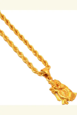 Jewar Mandi Unisex Gold-Tonned Gold-Plated Pendant With Chain