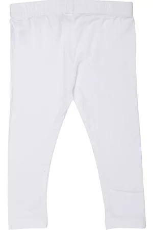 De Moza Girls White Solid Ankle-Length Leggings