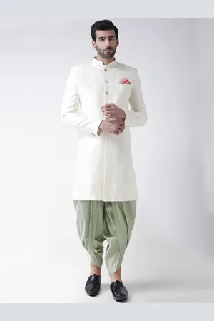 KISAH Men Solid Cotton Indowestern Sherwani Set
