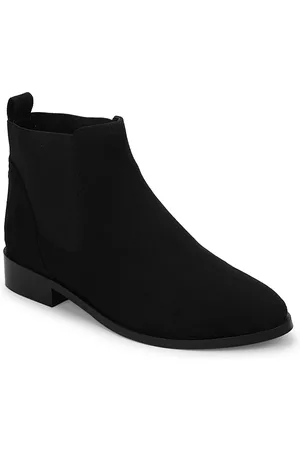 Truffle Collection Black Mid-Top Suede Block Heeled Boots