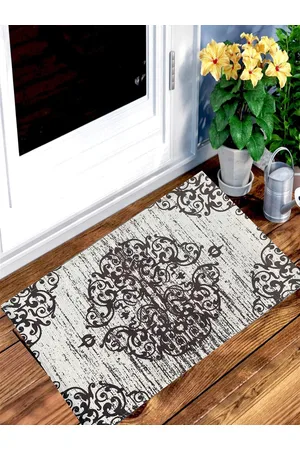 BELLA TRUE Set of 2 Brown & White Printed Anti-Skid Doormats
