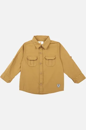 BodyCare Boys Brown Slim Fit Solid Casual Shirt