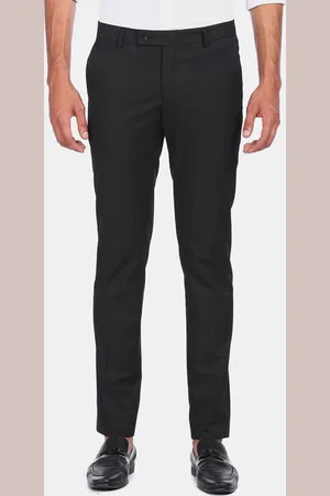 Arrow Men Black Solid Formal Trousers