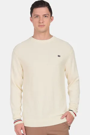 Arrow Men White & Black Pullover