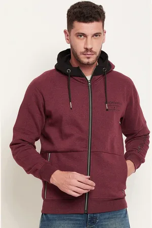 Duke Men Maroon Solid Sweatshirt