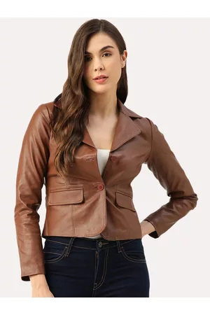 Leather Retail Women Crop Outdoor Leather Jacket