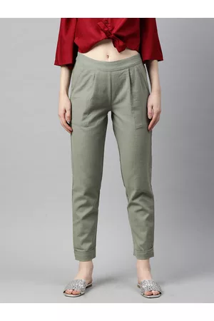 Jaipur Women Grey Regular Fit Solid Regular Trousers