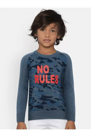 Pepe Jeans Boys Blue Printed Pullover Sweater