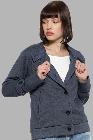 Campus Women Blue Windcheater Outdoor Bomber Jacket