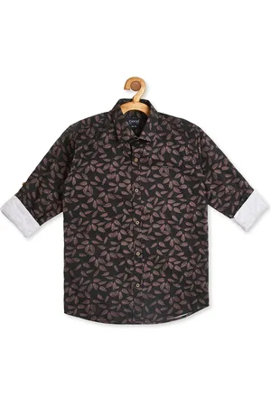 CAVIO Boys Brown Floral Printed Casual Shirt