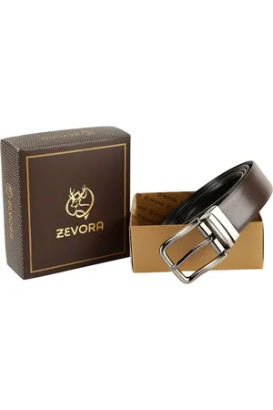 ZEVORA Men Brown & Black Solid Reversible Belt