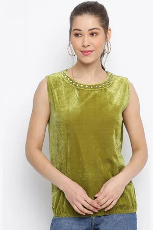 Mayra Women Green Velvet Top