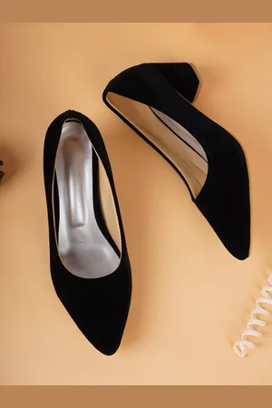 STYLE SHOES Black Suede Block Pumps