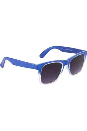 YK Unisex Kids Grey Lens & Blue Browline Sunglasses with UV Protected Lens