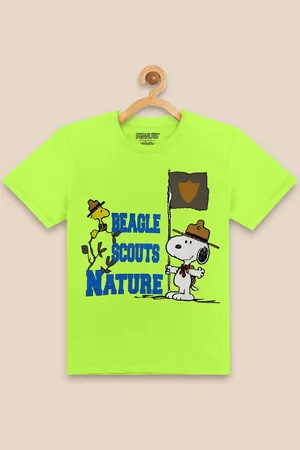 Kidsville Boys Green Printed Snoopy Peanuts Printed T-shirt