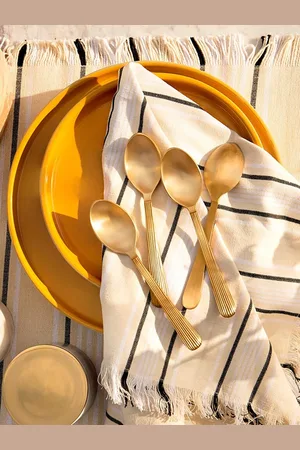 ellementry Set of 4 Gold-Toned Brass Tea Spoon