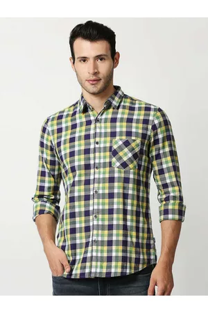 Pepe Jeans Men Yellow Tartan Checked Casual Shirt