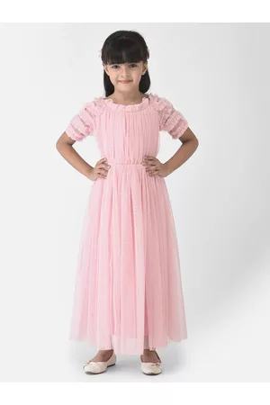 Eavan Girls Pink Net Maxi Maxi Dress