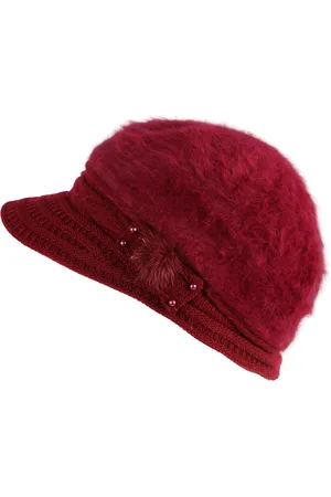 iSWEVEN Women Maroon Woolen Visor Cap