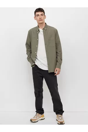 H&M Men Green Regular Fit Oxford Shirt