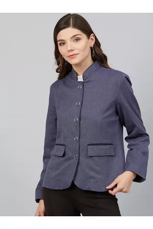 marie claire Women Blue Solid Tailored Jacket