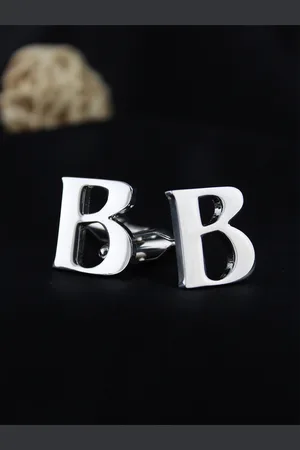 PELUCHE Silver-Toned Alphabet Cufflink