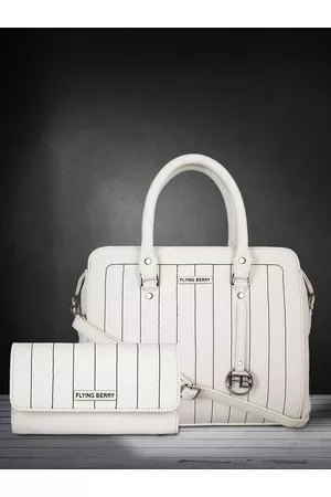 FLYING BERRY White & Black Striped Handheld Bag Combo