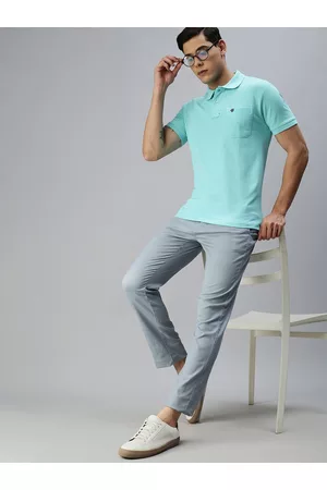 ONN Men Blue Brand Logo Polo Collar T-shirt