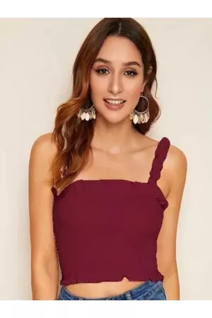 IQRAAR Woman Bobbin Elastic Crop Top