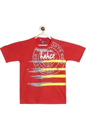 Sweet Angel Boys Red Printed Round Neck T-shirt
