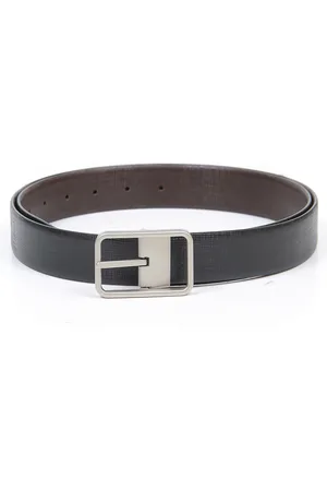 thickskin Men Black Textured Leather Reversible Formal Belt