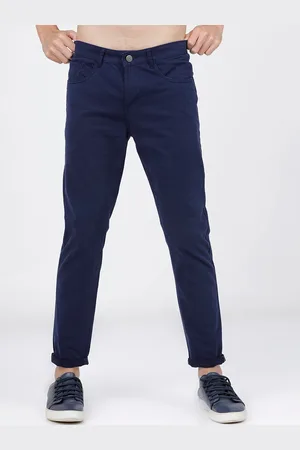 Ketch Men Navy Blue Tapered Fit Chinos Trousers