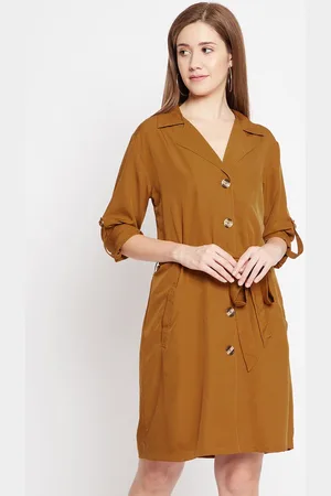 Color Cocktail Women Khaki Trench Crepe Dress