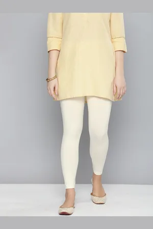 HERE&NOW Women Off-White Solid Leggings